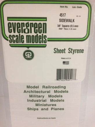 Evergreen 3/8" x 3/8" OPAQUE WHITE POLYSTYRENE SIDEWALK - MPM Hobbies