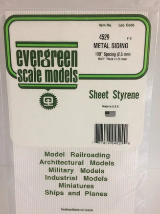 Evergreen .100" OPAQUE WHITE POLYSTYRENE CORRUGATED SIDING - MPM Hobbies