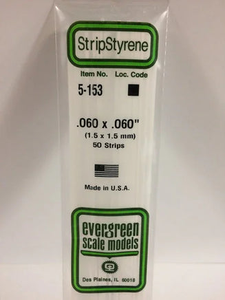 Evergreen .060" X .060" OPAQUE WHITE POLYSTYRENE STRIP - MPM Hobbies