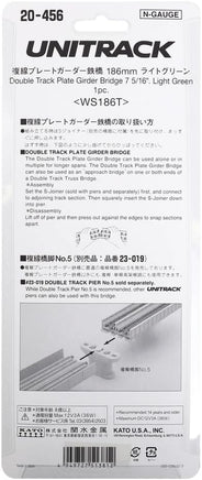N Kato 186mm (7 5/16") Double Track Plate Girder Bridge, Lt Green 20456 - MPM Hobbies