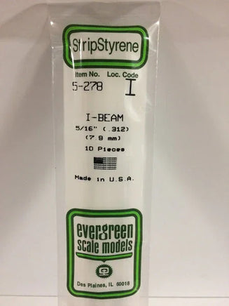 Evergreen .312" (7.9mm) OPAQUE WHITE POLYSTYRENE I-BEAM - MPM Hobbies
