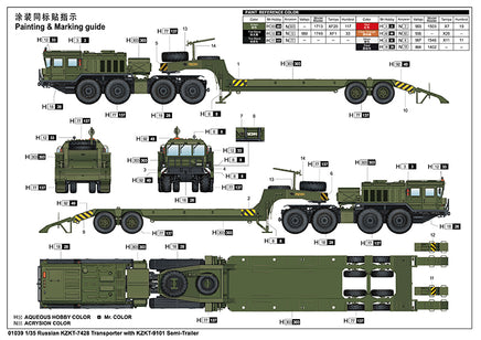1/35 Trumpeter Russian KZKT-7428 Transporter with KZKT-9101 Semi-Trailer - 1039