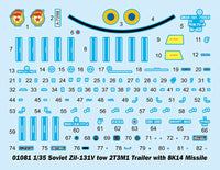 1/35 Trumpeter Soviet Zil-131V tow 2T3M1 Trailer with 8K14 Missil - 1081 - MPM Hobbies