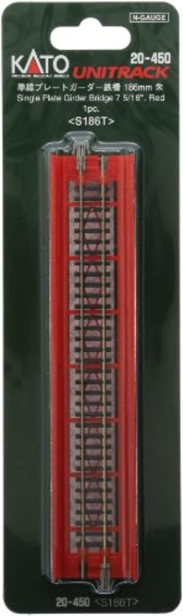 N Kato Puente de viga con placa de carril único de 186 mm (7 5/16"), rojo 20450