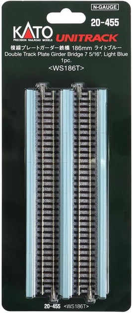 N Kato 186mm (7 5/16") Double Track Plate Girder Bridge, Lt Blue 20455 - MPM Hobbies