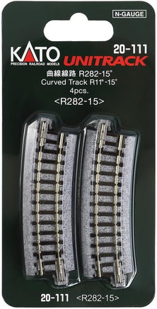 N Kato Unitrack N 282mm (11") Radius 15º Curve Track 4 pcs 20111 - MPM Hobbies