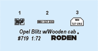 1/72 Roden OPEL BLITZ (Daimler built, L701 Einheitsfahrerhaus) - 719