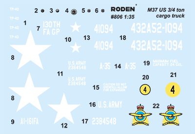 1/35 Roden M37 US 3/4 Ton 4x4 Cargo Truck - 806 - MPM Hobbies