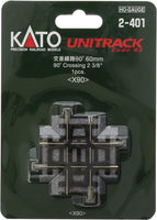 HO Kato Unitrack 60 mm (2 3/8") Cruce de 90° 1 pieza 2401