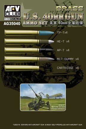 1/35 AFV U.S. 40mm Gun Ammo Set (Brass) - AG35040