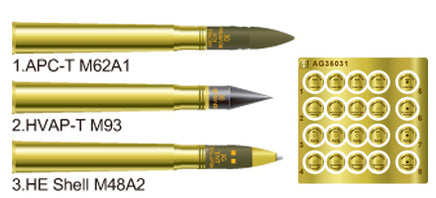 1/35 AFV U.S. 3in. Gun Ammo Set (Brass) - AG35031