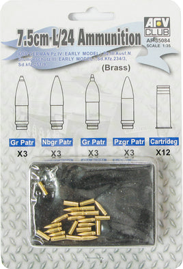 1/35 AFV German 7.5cm/L24 Ammunition (Brass) - AF35084