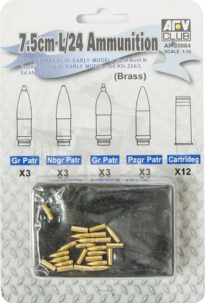 1/35 AFV German 7.5cm/L24 Ammunition (Brass) - AF35084