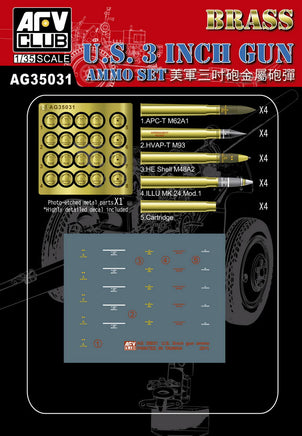 1/35 AFV U.S. 3in. Gun Ammo Set (Brass) - AG35031