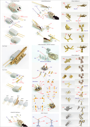 1/350 Pontos Model USS BB-34 New York 1944 Detail up set (20B Deck Blue Decl) 35023FB