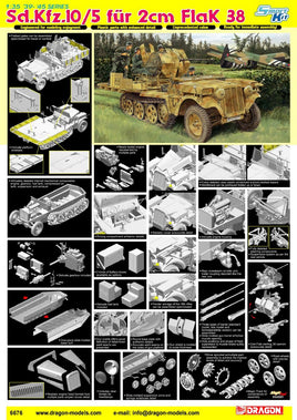 1/35 Dragon Models Sd.Kfz.10/5 Fur 2cm Flak 38 - 6676