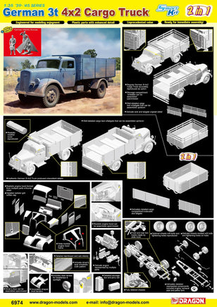 1/35 Dragon Models German 3T 4x2 Cargo Truck (2 in 1) - 6974