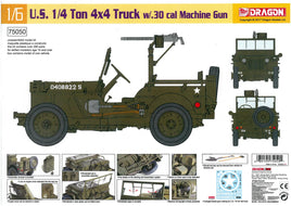 1/6 Dragon Models U.S. 1/4 Ton 4x4 Truck w/.30 Cal Machine Gun - 75050