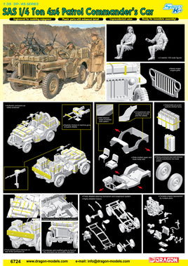 1/35 Dragon Models SAS 1/4 Ton 4x4 Patrol Commander's Car - 6724