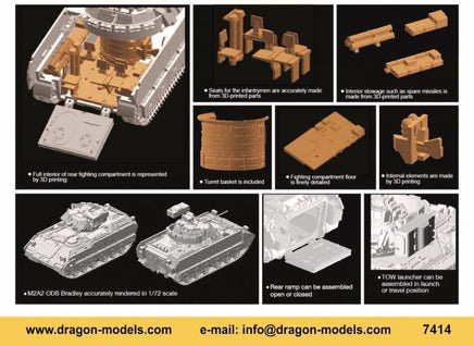 1/72 Dragon Models M2A2 ODS Bradley w/Interior - 7414