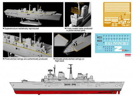 1/700 Dragon Models H.M.S. Invincible Light Aircraft Carrier - 7128