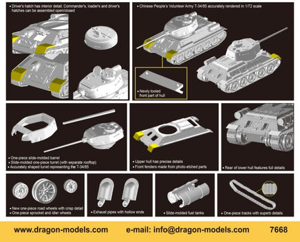 1/72 Dragon Models Chinese Volunteer T-34/85 - 7668