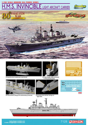 1/700 Dragon Models H.M.S. Invincible Light Aircraft Carrier - 7128