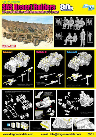 1/35 Dragon Models SAS 4x4 Truck Unit w/Commander And Crews - 6931