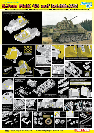 1/35 Dragon Models 3.7cm Flak 43 Auf Sd.Kfz.7/2 - 6553