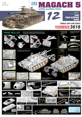 1/35 Dragon Models IDF Magach 5 w/Era And Mine Roller - 3618