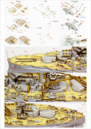1/350 Pontos Model USS BB-35 Texas 1945 Detail up set (20B Deck Blue Decl) 35024FB