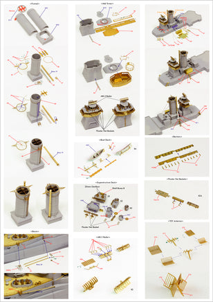 1/350 Pontos Model USS BB-35 Texas 1945 Detail up set (Teak tone Deck) 35024FN