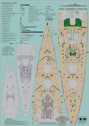 1/350 Pontos Model Bismarck 1941 Detail Up Set for Revell 35022F1