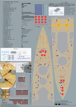 1/350 Pontos Model HMS Duke of York 1943 Detail Up Set 35014F1