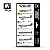 Vallejo 17ml Set of 8 (pre-war to 1941) Luftwaffe colors  - 71165