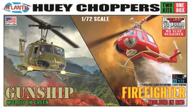 1/72 Atlantis Models Scale Huey Gunship + Huey Firefighter - 1026