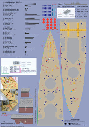 1/350 Pontos Model HMS King George V 1941 Detail Up Set 35013F1