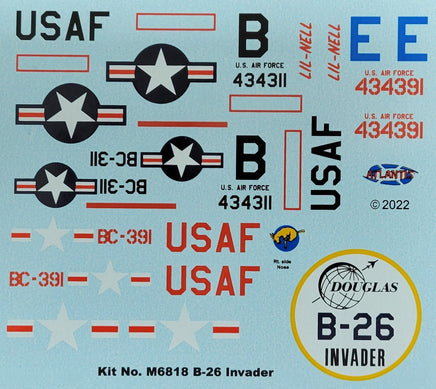 1/67 Atlantis Models B-26 Invader Medium Bomber USAF - 6818