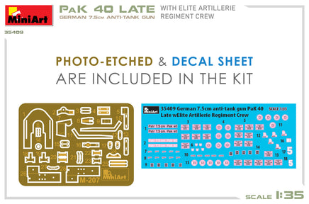 1/35 Mini Art - German 7.5cm Anti-Tank Gun Pak 40 Late - 35409
