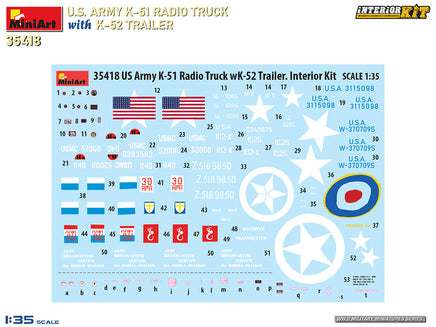 1/35 Mini Art - US Army K-51 Radio Truck With K-52 Trailer - 35418