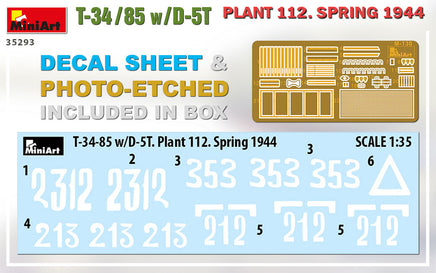 1/35 Mini Art - T-34/85 w/D-5T Plant 112 Spring 1944 - 35293