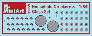1/35 Mini Art - Household Crockery & Glass Set - 35559
