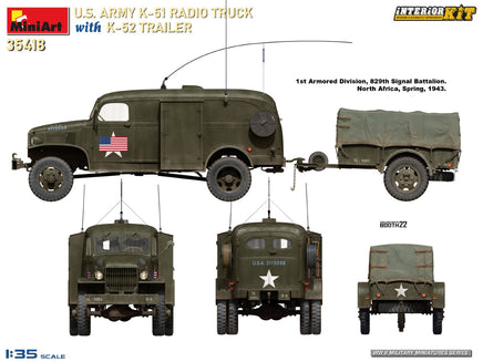 1/35 Mini Art - US Army K-51 Radio Truck With K-52 Trailer - 35418