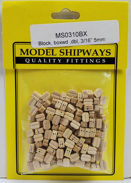 Model Shipways - 3/16" (5mm) Boxwood Double Sheave Block 150 pcs - 310BX - MPM Hobbies