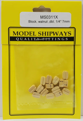 Model Shipways - 1/4" (7mm) Boxwood Double Sheave Block 30 pcs - 311X - MPM Hobbies