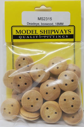 Model Shipways - 18mm Boxwood Deadeye 40 pcs - 2315 - MPM Hobbies