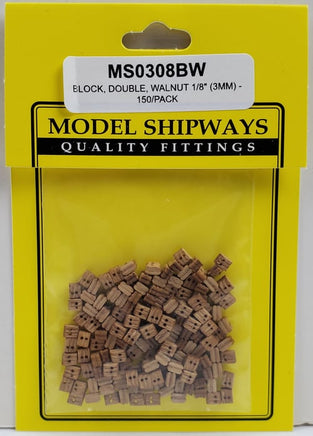 Model Shipways - 1/8" (3mm) Walnut Double Sheave Block 150 pcs - 308BW