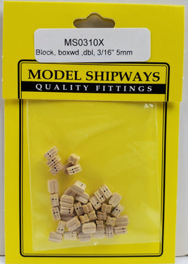 Model Shipways - 3/16" (5mm) Boxwood Double Sheave Block 30 pcs - 310X