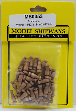 Model Shipways - 15/32" (12mm) Walnut Stanchion 40 pcs - 353 - MPM Hobbies