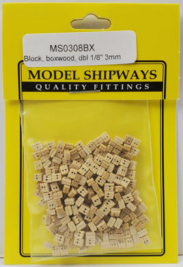 Model Shipways - 1/8" (3mm) Boxwood Double Sheave Block 150 pcs - 308BX